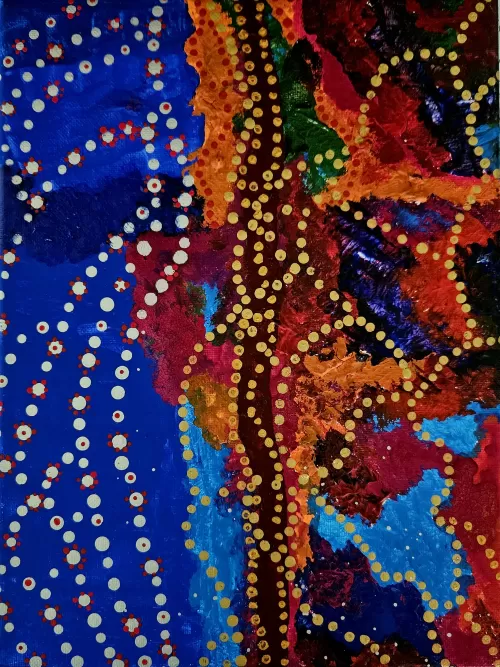aboriginal art piece painted in acrylic on canvas
